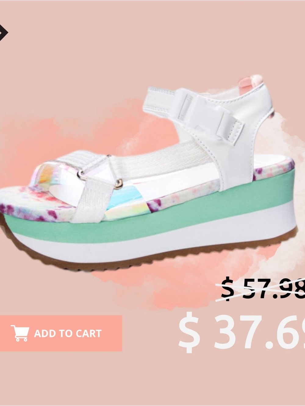 Dirty Laundry White Platform Sandals with Mint and Multicolor Insole